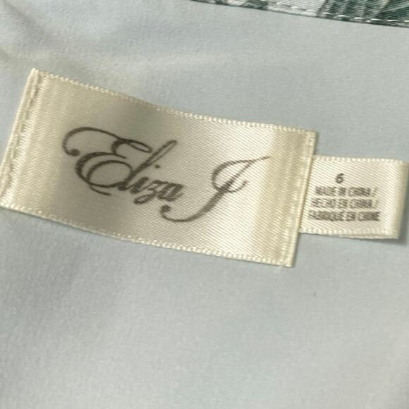 Eliza J Green Floral Silk Satin Off The Shoulder Evening A Line Maxi Dress Sz M - Picture 5 of 6